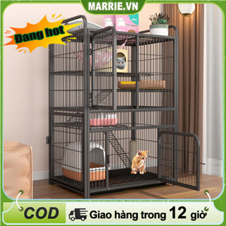 Chuồng 2-4 tầng cho mèo 2 màu đen trắng và hồng kèm hình thật shop chụp Chuồng thú cưng Nhà mèo trong nhà Lồng vững chắc