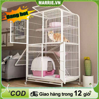  chuồng mèo đen trắng Chuồng 2 3 4 tầng Lớn Trong Nhà Chuồng Chó Biệt Thự Mèo Nền Tảng Lớn Nhà Cho Mèo Lồng mèo 4 tầng 