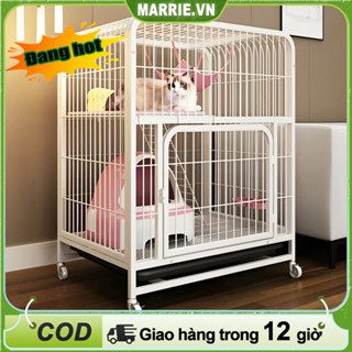 Lồng mèo 3 tầng (tặng võng mèo) Biệt thự cho mèo ở Chuồng mèo có bánh xe 110*78*55 Lồng mèo 3 tầng Có thể chứa nhiều mèo