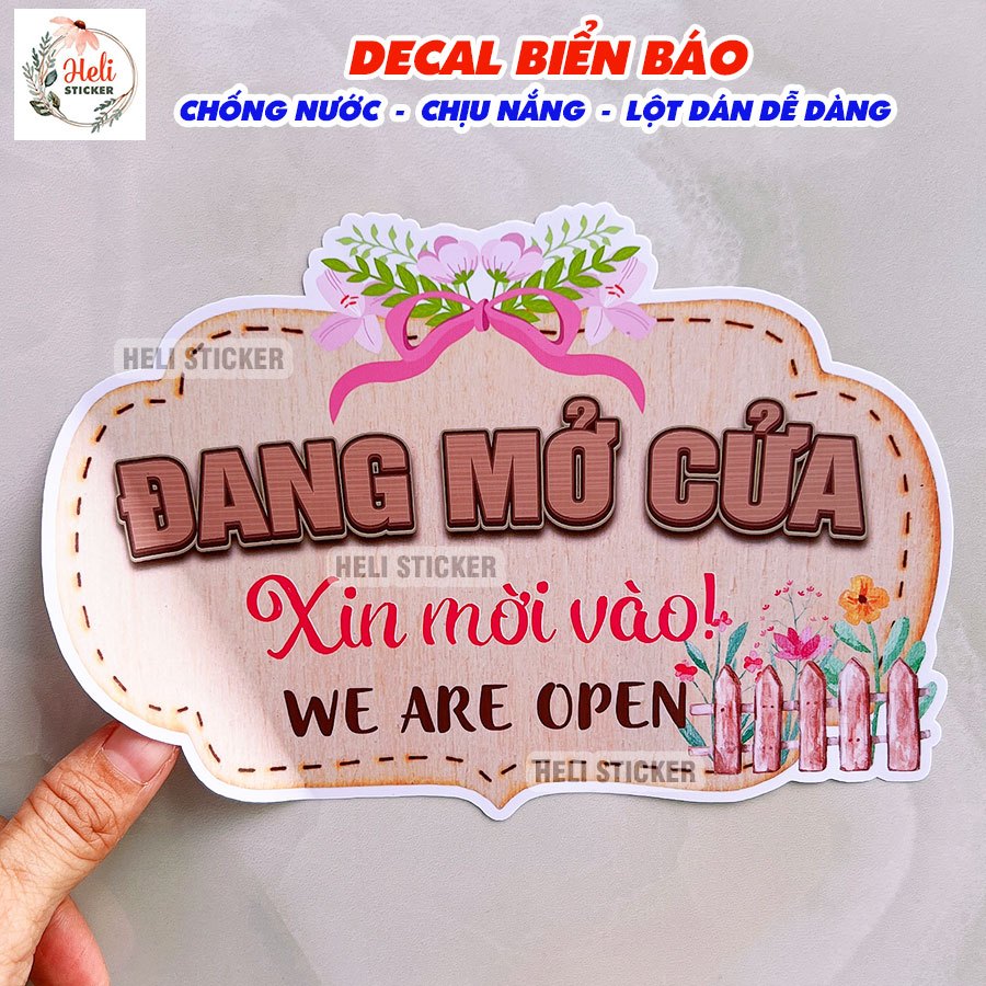 Decal Dán Đang Mở Cửa Xin Mời Vào, Decor Dán Cửa Kính, Gỗ, Tường, Gạch Men ✨ Hình Dán Kháng Nước, Ch