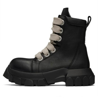 Giày boots bốt da/ da lộn cao cổ đế cao dây bản to phong cách punk RO goth Big Laced Boots