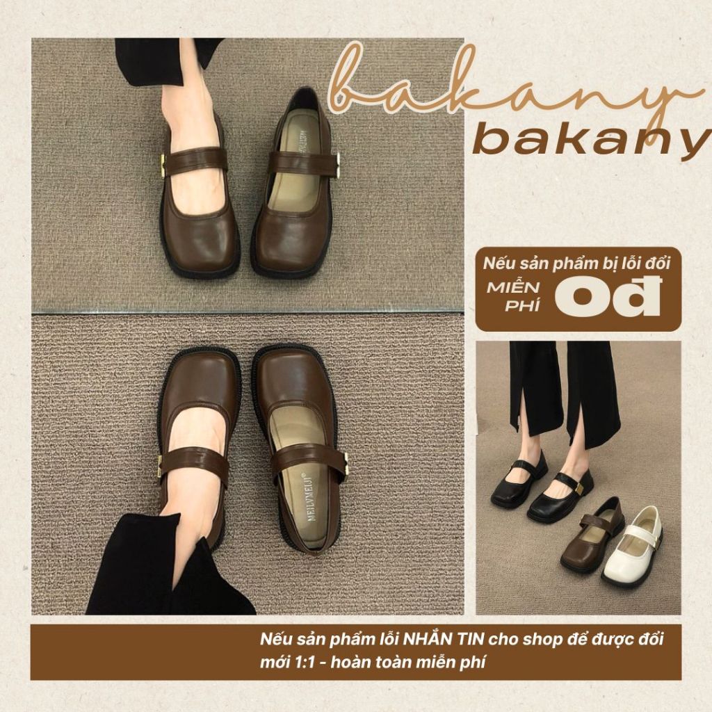  Giày Búp Bê Nữ Mũi Vuông Giày Nữ Bệt Phối Quai Đế Bệt Tag Miu Full Box Mã N11 