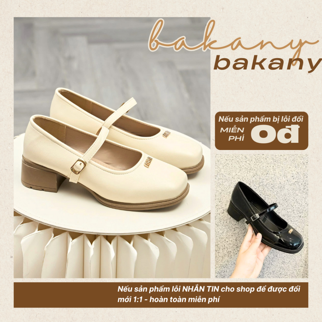 Giày Búp Bê Nữ, Giày Nữ Quai Vắt Mũi Vuông Thời Trang Đế Cao 4cm Da Bóng || Mã N01