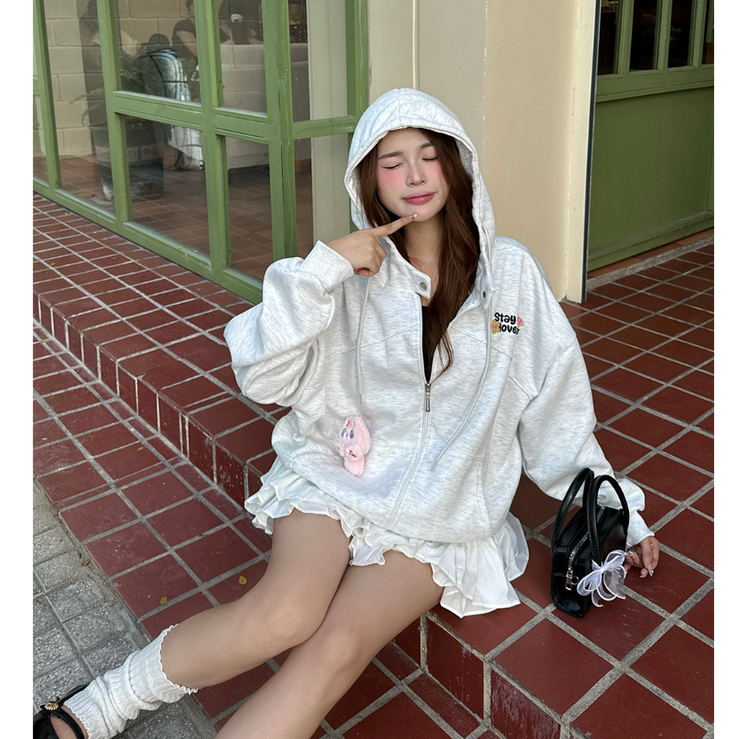 [TẶNG GẤU] Áo Hoodie Zip BOXY NỈ 2 DA cúc bấm thêu có túi trong UNISEX NAM NỮ - HDB07 | BigBuy360 - bigbuy360.vn