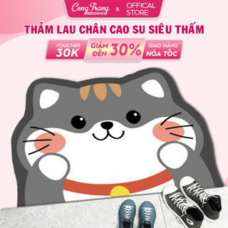Thảm lau chân silicon bọt biển cao cấp, thảm chùi chân da nappa thấm hút tốt chống trơn trượt - 40cm x 60cm