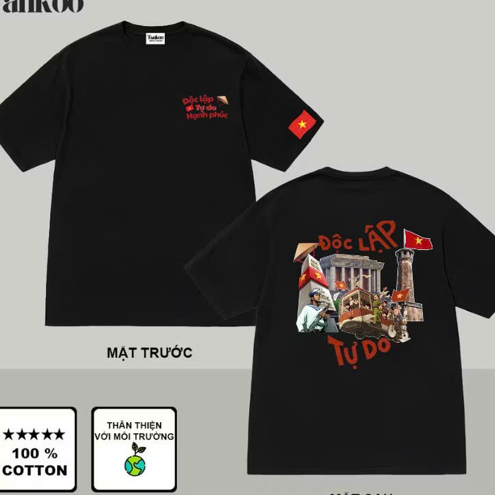 Áo Thun UNISEX form rộng nam nữ in hình Má.u đỏ Da Vàng ĐL-TD yêu nước in tim chất Cotton su mềm mịn co dãn UT