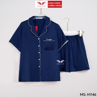 Pijama bộ ngủ mặc nhà trơn VINGO tay ngắn mùa Hè H1146 VNGO