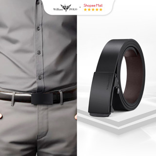 Thắt lưng nam chất liệu da bò Williampolo mặt khoá nhám cao cấp thiết kế đơn giản POLO2079