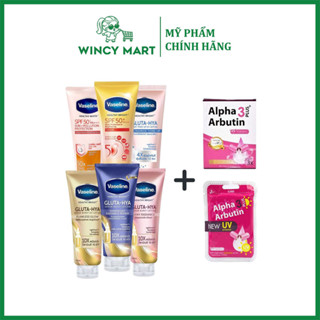 COMBO Sữa Dưỡng Thể Vaseline Gluta 10X 50X 70X 4X 300ML + Viên Kích Trắng Alpha Arbutin