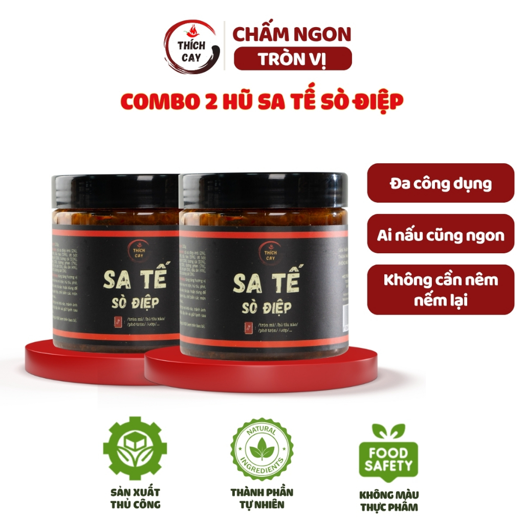 Combo 2 Hũ Sa Tế Sò Điệp Thích Cay 250g Tiện Lợi Sốt Trộn Mì Đa Dụng Sa Tế Cay Trộn Hủ Tiếu