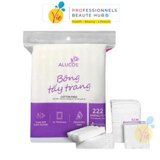 Bông Tẩy Trang ALUCOS 100% Cotton Pads 222 Miếng Siêu Dày, Siêu Mềm Mịn - Vie Beaute SGN