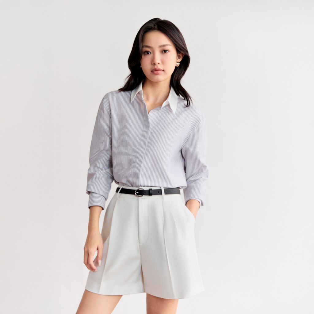 Áo sơ mi dáng Relax MONO TALK cổ đức, chất liệu poplin chống nhăn MFOT25Y-T10007FT | BigBuy360 - bigbuy360.vn