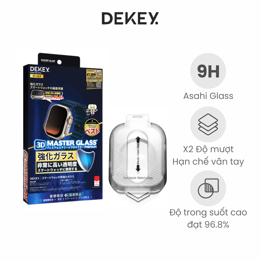Kính Cường Lực DEKEY 3D Master Glass Premium dành cho Đồng Hồ Thông Minh Có Kèm Khung Trợ Dán