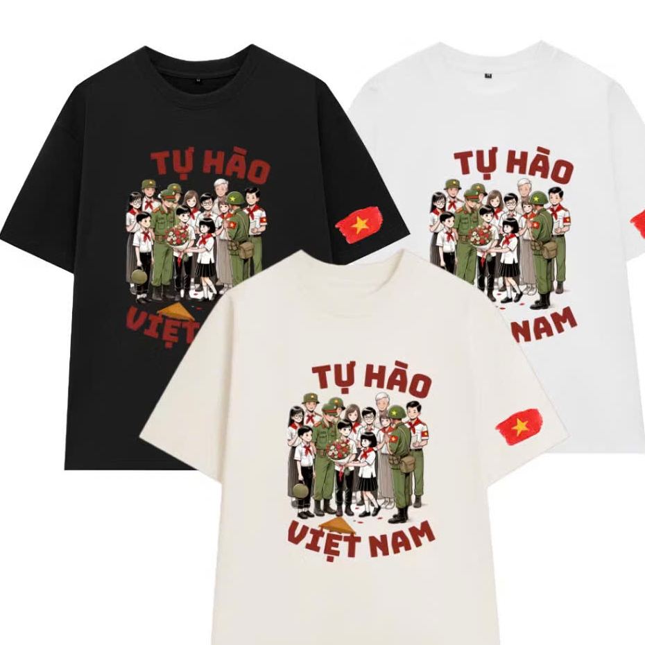 Áo Thun UNISEX form rộng nam nữ in hình TỰ HÀO VIỆT NAM yêu nước in tim chất Cotton mềm mịn co dãn UT