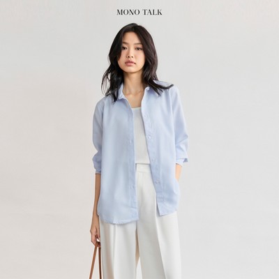 Áo sơ mi dáng Regular MONO TALK cổ đức, chất liệu mềm mại, thoáng mát MFOT25Y-T10005FT