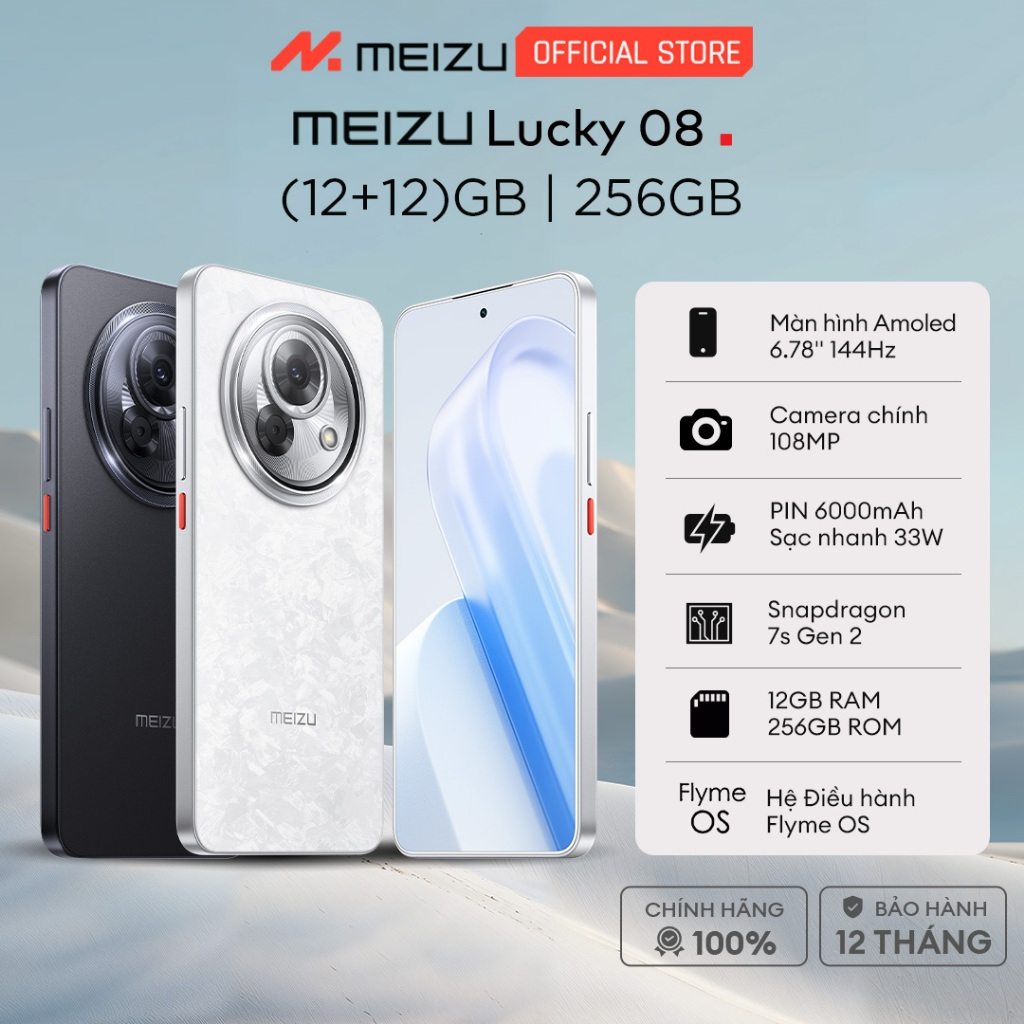 Điện Thoại Meizu Lucky 08 | Màn Hình LTPO Amoled 6.78" 144Hz | Snapdragon 7s Gen 2 |  Pin 6000mAh Sạc 33W | Chính Hãng