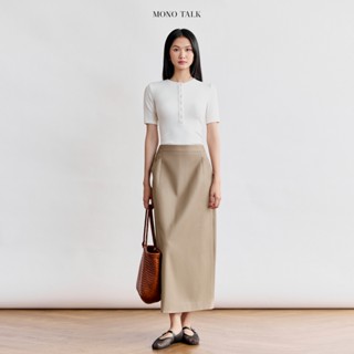  Chân váy midi cạp cao MONO TALK xẻ sau túi chéo 2 bên chất liệu tuýt si MFOT25Y-B10005FT 