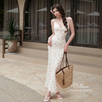 Đầm thiết kế body phom ôm dáng dài 2 dây chất thun lưới cao cấp thời trang tôn dáng Callene (L2668)