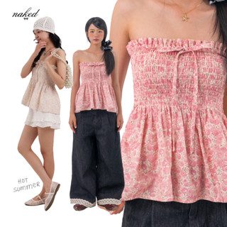 Áo ống phối chun xoè nữ NAKEDbyV áo tube quây phối chun cột nơ HÈ TUBETOP