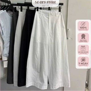 Quần Kaki Ống Rộng Nữ Vải Thô kaki Dáng Dài cạp cao có nút Phong Cách Hàn Quốc Basic Ulzzang - Q37