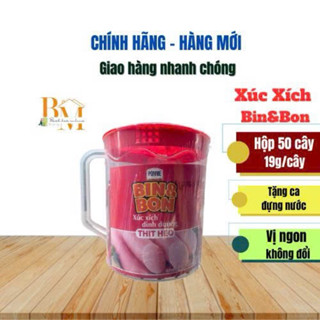 Hộp 50 Cây Xúc Xích Heo Cao Bồi Bin&Bon Masan 19g (Tặng Ca Đựng Nước)(Hạn Sử Dụng 1/2026