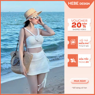 Set Đi Biển Kuromi 2 Món Dệt Kim Form Ôm Body, Bộ Đồ Áo Bra Nữ Tính Hoa 3D Kèm Chân Váy Dây Tua Rua Sexy Hot Trend