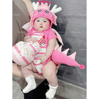 ( HÀNG CÓ SẴN ) Body rồng hồng kèm mũ bánh cho bé gái 5-12kg đồ bộ liền thân cho bé