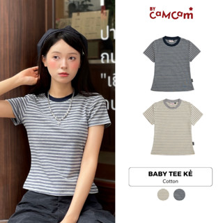[Our Beloved Summer Collection] Áo Babytee Cộc Tay Kẻ Sọc Bycamcam Cotton Basic Dễ Phối Đồ AKN028