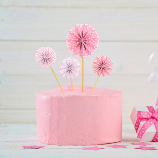 Sét 4 thẻ cắm hoa mặt trời quạt tròn trang trí bánh sinh nhật