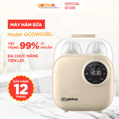 Máy hâm sữa đôi đa năng 4 trong 1 Goldsun GCDW02BL an toàn, tiện lợi, chính hãng bảo hành 12 tháng