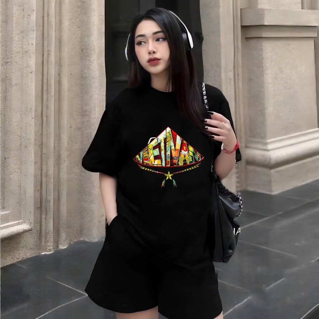 Áo Thun UNISEX form rộng nam nữ VIỆT NAM NÓN LÁ chất Cotton SU mềm mịn co dãn UT