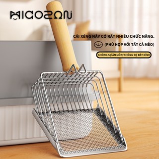 Xẻng Xúc Cát Cho Mèo MICOSON Muỗng Múc Phân Thú Cưng Tay Cầm Bằng Gỗ Lưới Bằng Thép Không Gỉ Vệ Sinh Sạch Sẽ Tiết Kiệm T