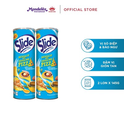 Combo 2 Lon Bánh Lát Snack Khoai Tây Slide Vị Sò Điệp 145g