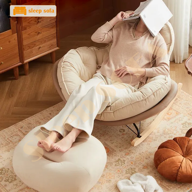 Ghế Thư Giãn SLEEP.shop Ghế Bập Bênh Thư Giãn Hình Vỏ Trứng  Liệu Chân Gỗ Khung Lõi Sắt Phủ Da Lộn | BigBuy360 - bigbuy360.vn