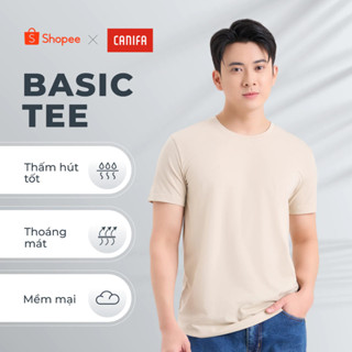 Áo phông nam CANIFA chất liệu cotton co giãn form regular cổ tròn MS25 8TS25A001