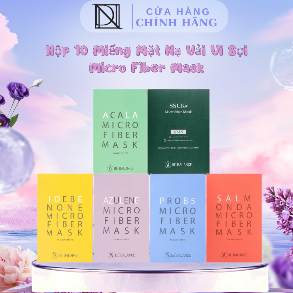 Hộp 10 Miếng Mặt Nạ Vải Vi Sợi Be'Balance Hỗ Trợ Dưỡng Sáng & Làm Đẹp Da Micro Fiber Mask 3in1
