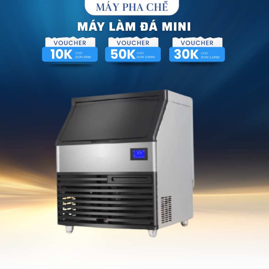Máy làm đá mini, máy làm đá viên, máy làm đá cao cấp công suất 120kg 2 lớp cách nhiệt hệ thống làm lạnh khí- BH 12 THÁNG