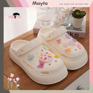 Dép nữ, dép sục Mayto đế cao 5cm kèm charm Họa sĩ kiểu sandal quai hậu dễ thương CS-185