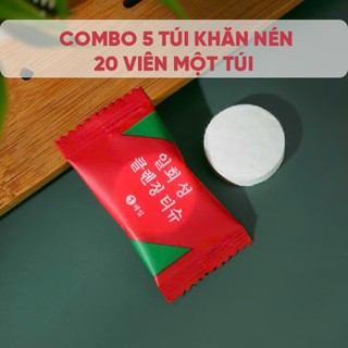 Combo 5 Túi 100 Viên Khăn mặt Nén Đa Năng Hàn Quốc Dùng 1 Lần Kích Thước 20*22Cm Chất Liệu Cotton Êm Dịu An Toàn Cho da
