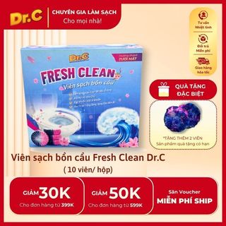 Viên sạch bồn cầu Fresh Clean Dr.C, khử mùi hôi, diệt khuẩn toilet, tẩy sạch bồn cầu (10 viên/hộp))