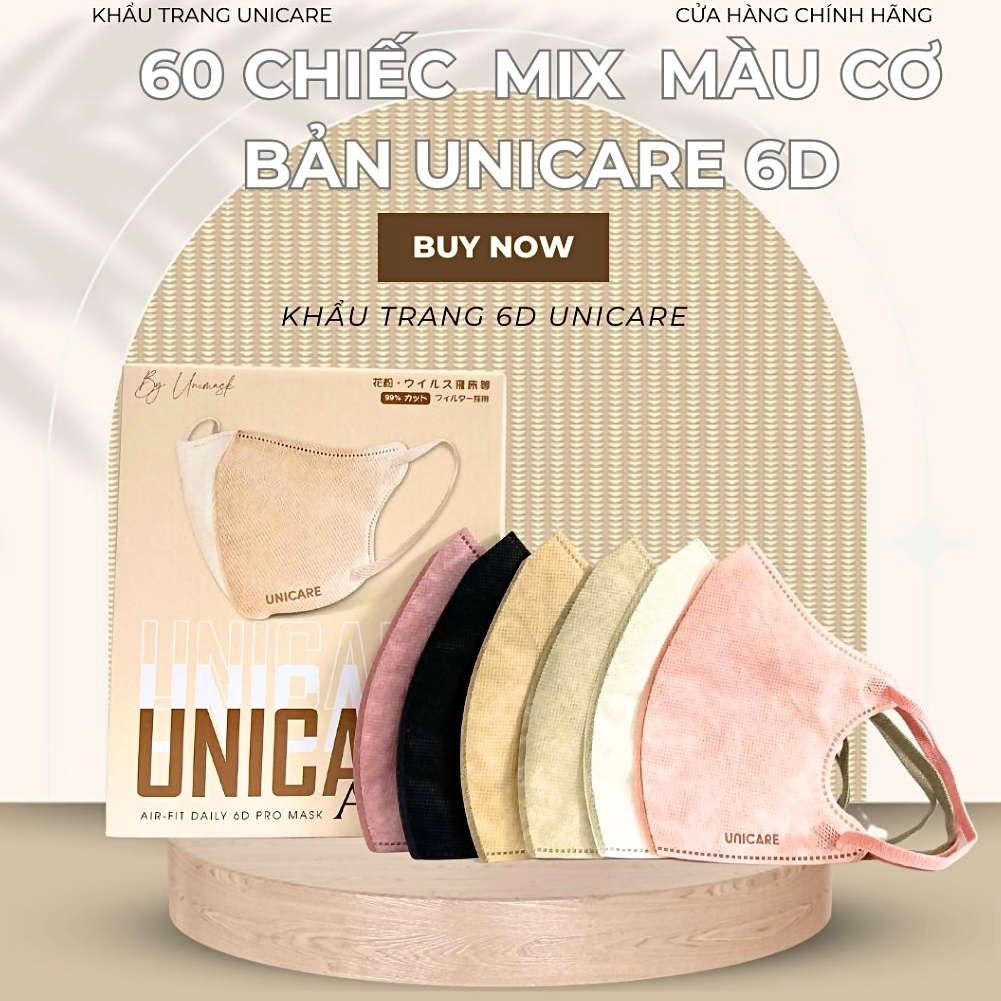 100 Cái Khẩu trang 6D PRO UNICARE, hàng cao cấp chính hãng UNI MASK - salamy