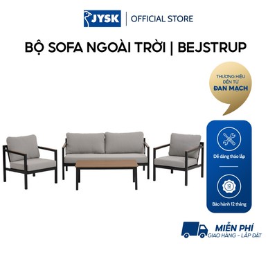 Bộ sofa ngoài trời | JYSK BEJSTRUP | nhôm/polyester | xám | R160xS76xC66cm/R65xS76xC66cm/R60xD105xC41cm