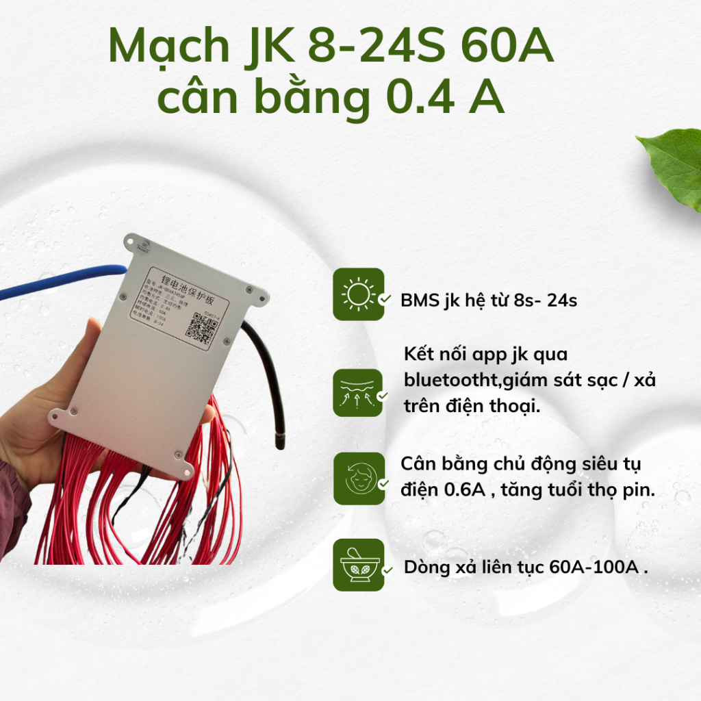 Mạch BMS JK 24S 60A/100A cân bằng 0.4A ( 8- 24S).