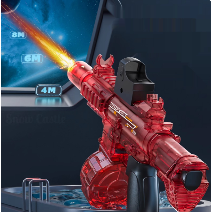 Súng nước có đèn, Đồ chơi súng nước tự động dùng pin quà tặng cho bé, súng nước M416 có đèn trong su