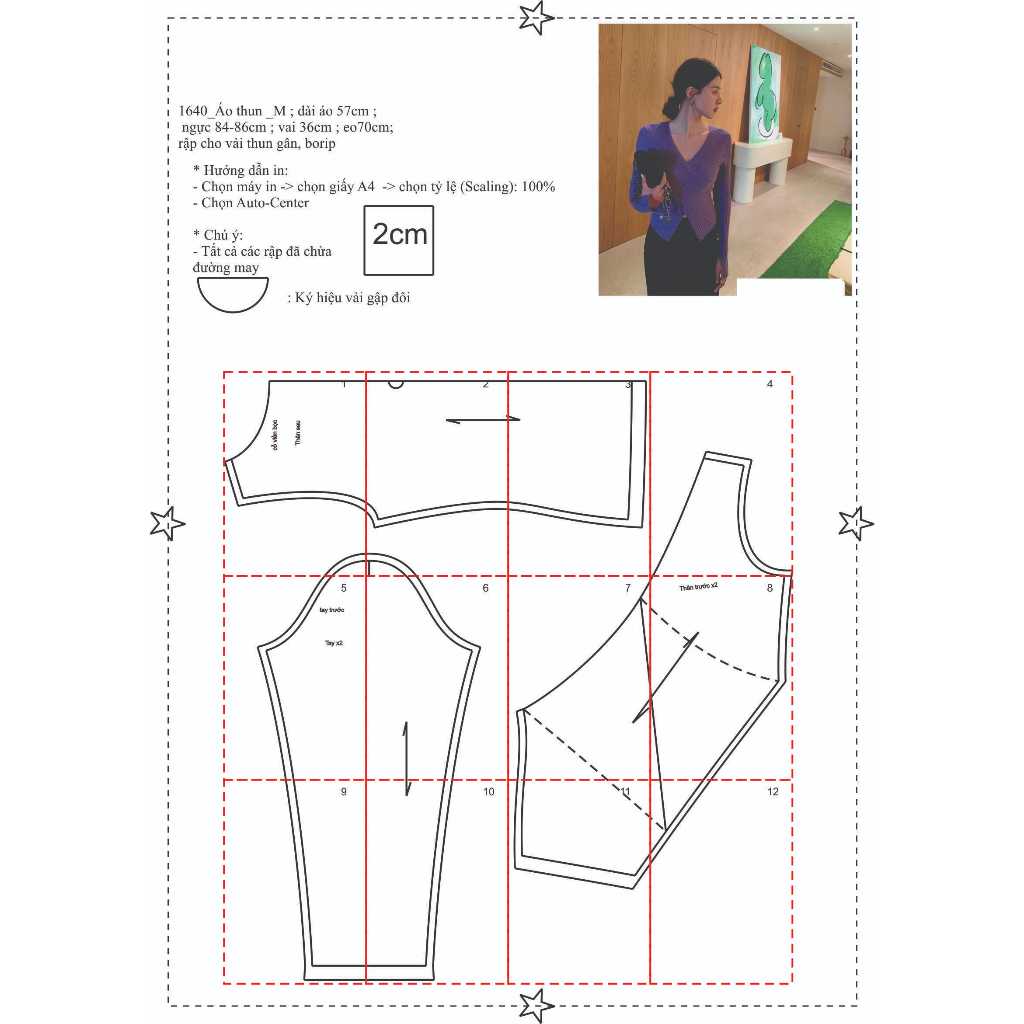 Rập giấy A0 may áo mã 1640 (BẢN VẼ)