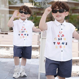 Bộ sơ mi sát nách bé trai Alphabet Bernie đáng yêu - Bộ cộc tay bé trai 9-26kg - P0225B30