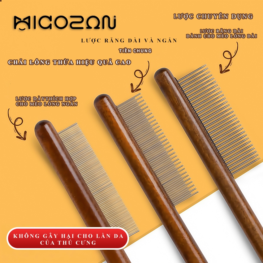 Lược Gỡ Rối MICOSON Cây Chải Lông Mèo  Ba Loại Đầu Răng Dành Cho Thú Cưng Để Loại Bỏ Bọ Chét Hạn Chế Rụng