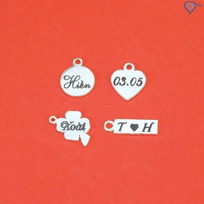 Charm bạc gắn vòng tay khắc tên theo yêu cầu CB0001 - Trang Sức TNJ