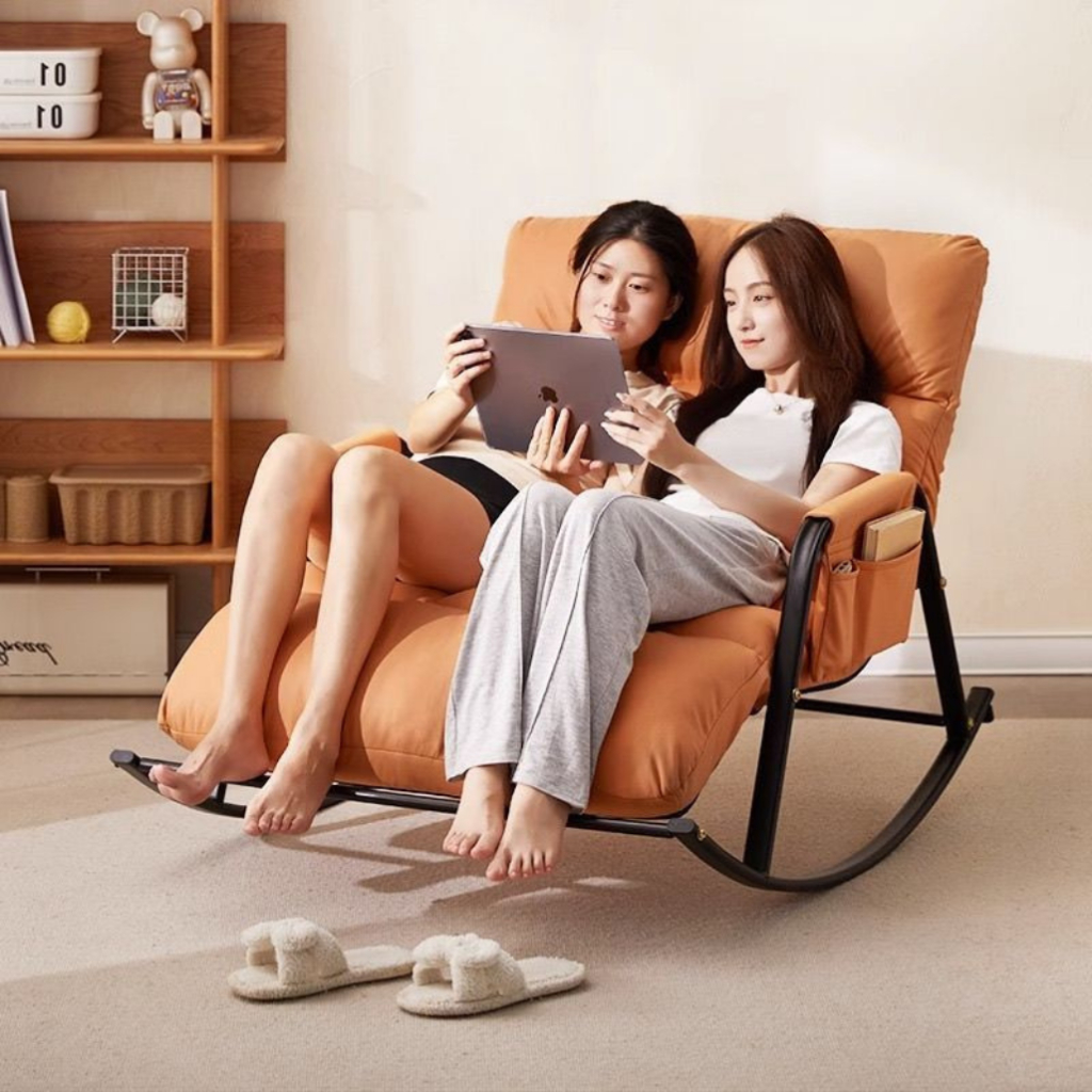 Ghế Thư Giãn Bập Bênh Đôi Hai Người, Có Điều Chỉnh 5 Cấp Độ Dài 1m4 Dành Cho Mẹ Bỉm Nằm Nghỉ Ngơi Bb04 TẶNG GỐI VUÔNG