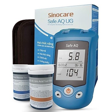 Máy đo đường huyết Sinocare Safe AQ UG + 50 que thử đường huyết, 50 kim lấy máu